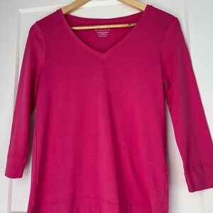 Chico's‎ Pretty in Pink Fitted 3/4 Sleeve Ultimate Tee, Chico size 0 (Small)